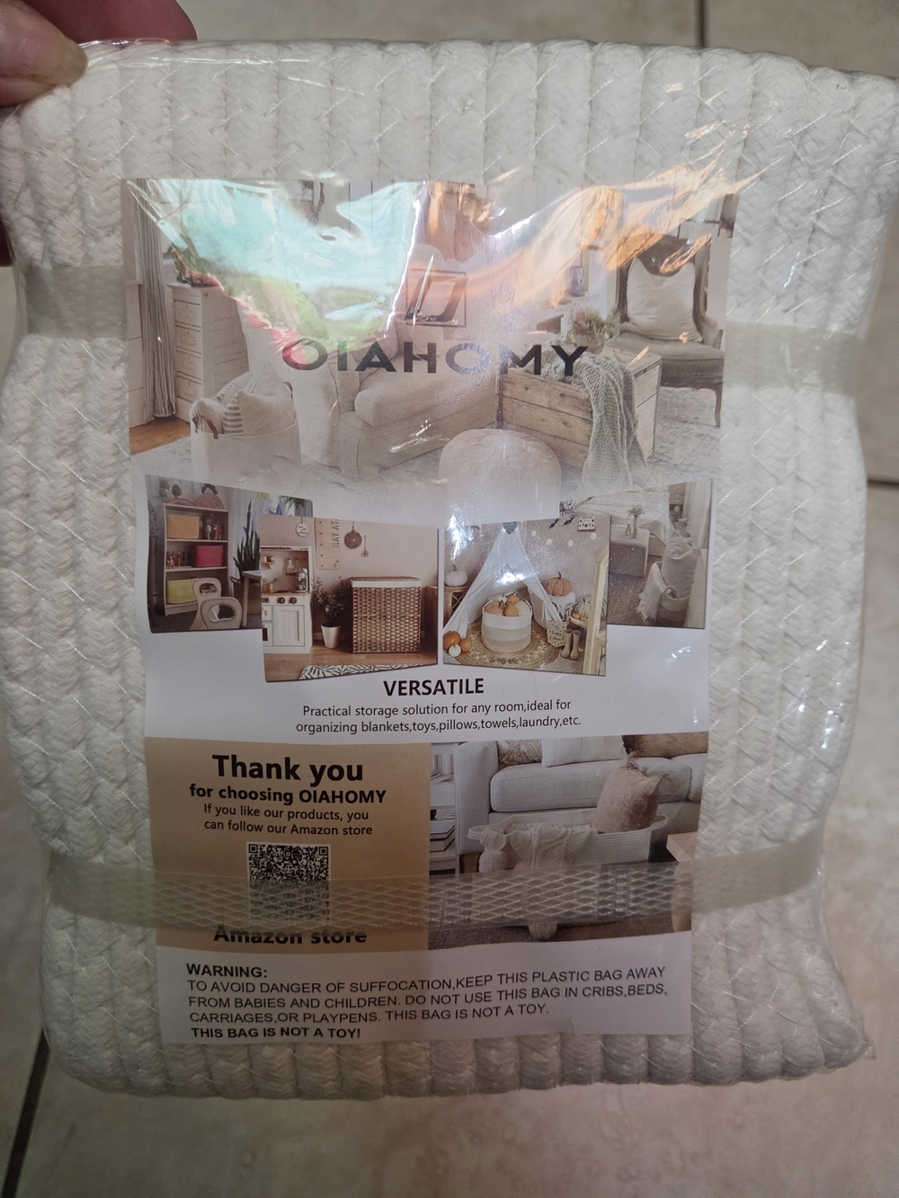 NWT OIAHOMY Cream Braided Storage Basket, SET OF 3